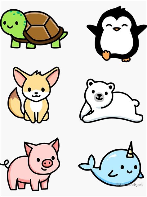 "Cute Animal Sticker Pack 1" Sticker by littlemandyart , #affiliate, #Animal, #Cute, #Sticker ...