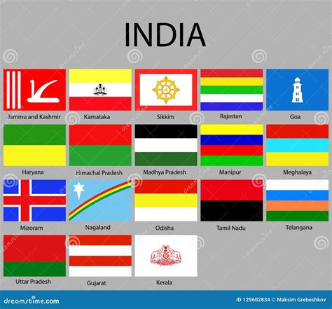 Flags states of India stock illustration. Illustration of flag - 129602834