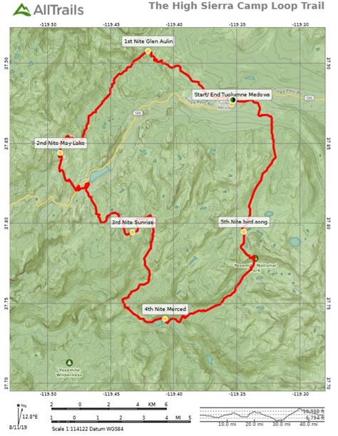 High Sierra Camp Trail Map