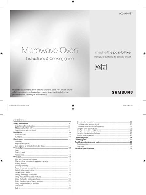 Microwave Oven: Instructions & Cooking Guide | PDF | Ac Power Plugs And ...