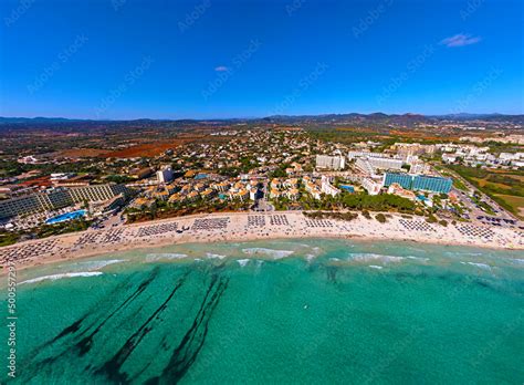 Sa Coma Beach, Mallorca in the Summer from Drone Stock Photo | Adobe Stock