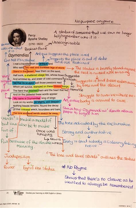 Ozymandias annotations | Poem analysis, Gcse english, Gcse english literature