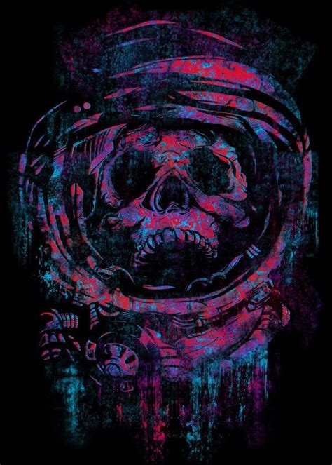 skull astronaut astroskull astro neon colors skeleton face unique drawing illustration photoshop ...