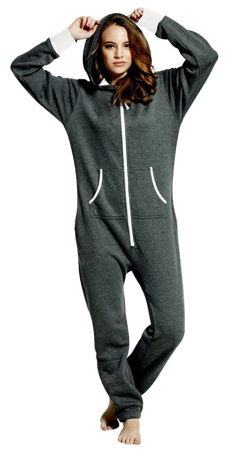 Women's Fleece Non-Footed OnePiece Onesie0 Adult Hooded Pajamas Ladies ...