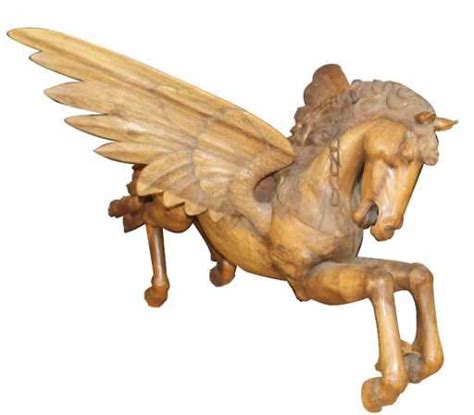 Hand carved wooden Pegasus sculpture