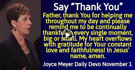 Joyce Meyer (November-01-2023) Daily Devotional: Say “Thank You”