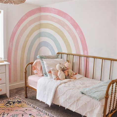 Large Rainbow Wall Decal Pastel Watercolor Nursery Wall - Etsy