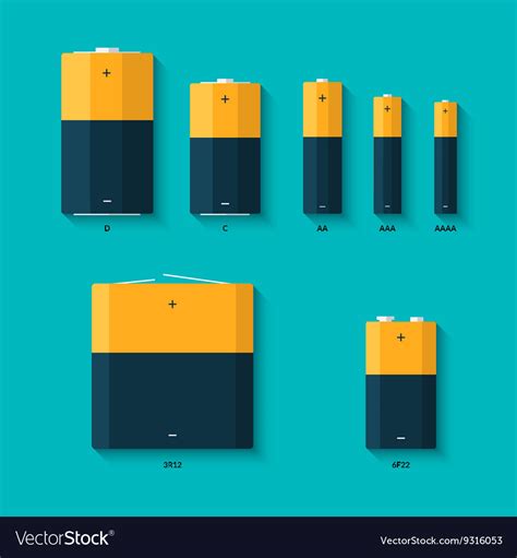 Set of batteries of different sizes aaaa aaa d Vector Image