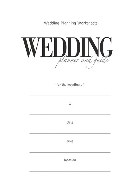 Wedding Planning Printable Templates Free