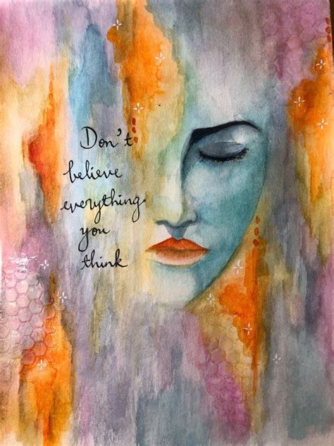 Gift, thoughts, face, inspirational art, female portrait, watercolor painting, professional ...