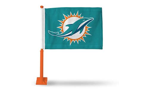 MIAMI DOLPHINS CAR FLAG WITH COLORED POLE(ORANGE POLE) – Pro Fit Sports