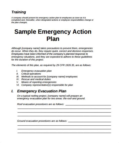 Sample Emergency Action Plan Template - 9+ Documents in PDF , Word