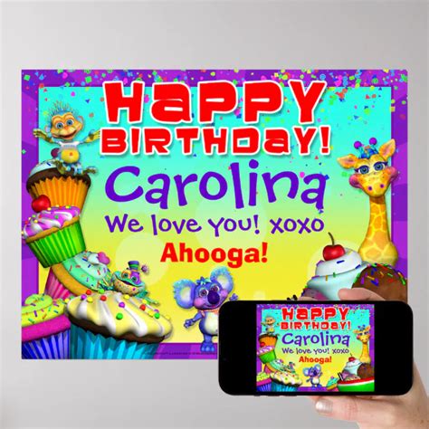 24x18" GiggleBellies Cupcake Birthday Poster | Zazzle