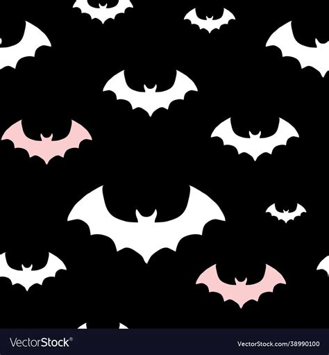 Halloween pattern with white and pink bats Vector Image