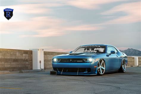 Slammed Dodge Challenger On Rohana RC 22 Custom Wheels | Custom wheels, Dodge challenger, Challenger