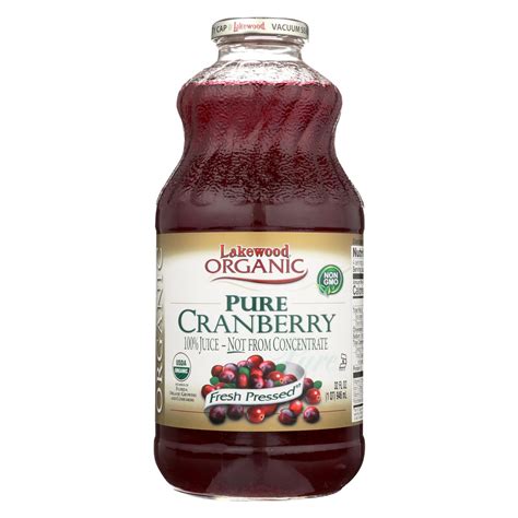 Lakewood Organic Pure Juice Fresh Pressed Cranberry 32 fl oz - Walmart.com