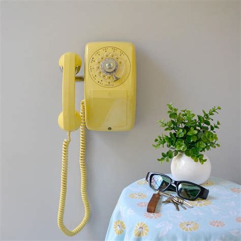 Rotary wall phone; working rotary dial wall phone; yellow Automatic Electric rotary dial wall ...