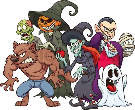 Halloween monsters. Cartoon vector illustration with simple gradients. All in a single layer ...