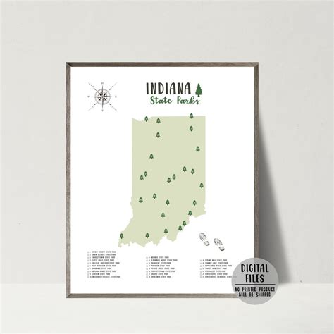 Indiana State Parks Map Print-indiana State Parks - Etsy