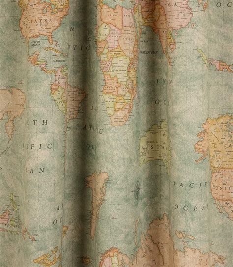 Vintage Maps Fabric / Aqua | Just Fabrics | Map fabric, Vintage maps, Fabric