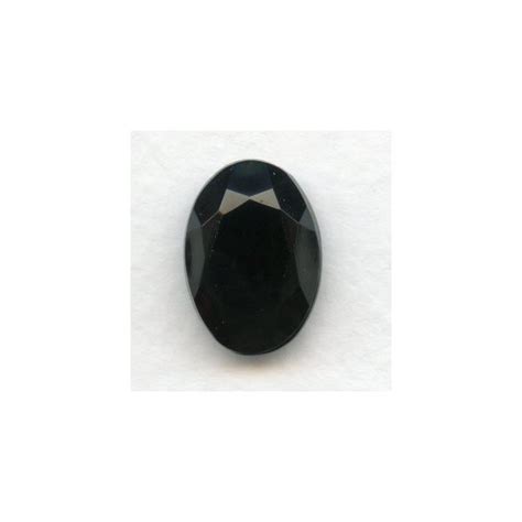 Jet Glass Jewelry Stone Faceted Oval 18x13mm - VintageJewelrySupplies.com