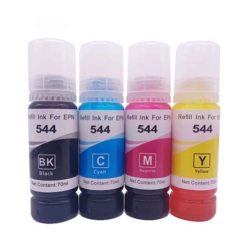 T544 544 Dye Ink 4 Colors 70ml Bottle Refill Kit Fit For Epson Ecotank ...