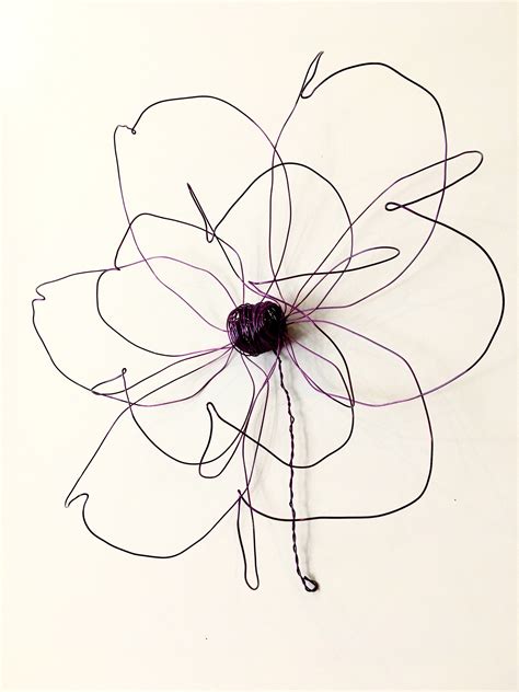 Home Decor. Wall Decor. Wire Art. One Flower. Purple. Wire | Etsy