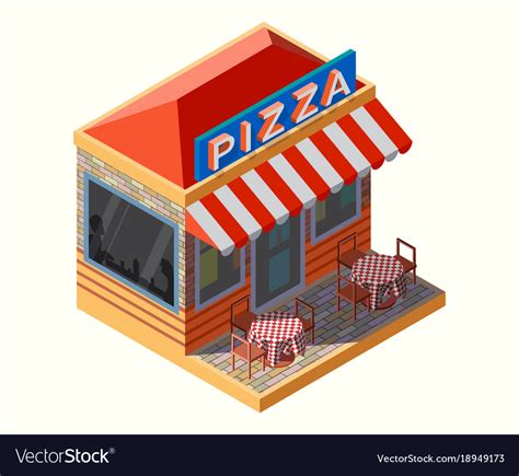 Isometric of a pizza place Royalty Free Vector Image