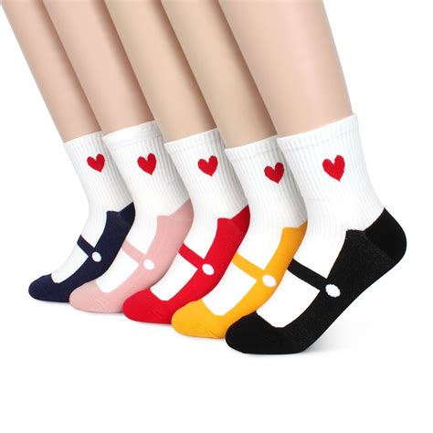 Mary Jane Shoes Socks (Crew 5Pairs) Shoe Look KR15 – intypesocks