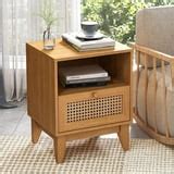 Tolead Rattan Nightstand, Boho Accent End Table with Decor Drawer & Open Shelf, Night Stands ...