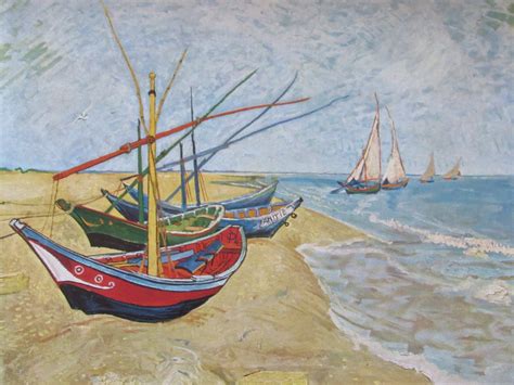 Van Gogh Fine Art Print Fishing Boats on the Beach at