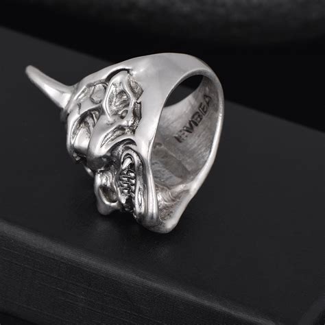 Racing Hip Hop Rock Silver Punk Skull Bull Big Adjustable Bikers Motorcycle Rings Men's & Boys ...