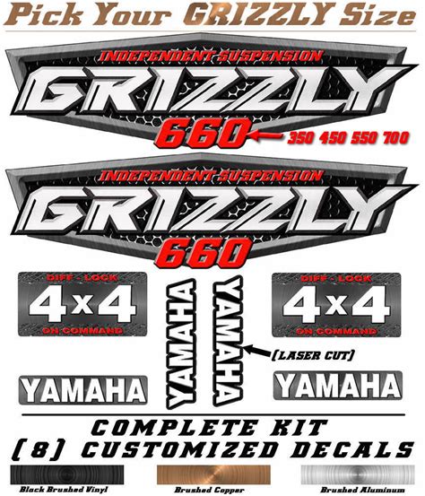 Yamaha Grizzly OEM ATV Tank Decal Graphic Sticker Kit 350 450 550 660 700 4x4 | eBay