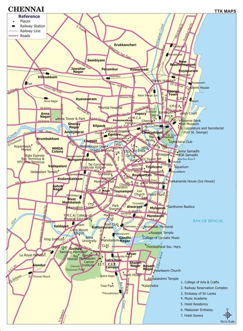 Chennai street map - Chennai city map with streets (Tamil Nadu - India)