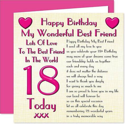 Best Friend 18th Happy Birthday Card - Lots of Love to The Best Friend ...