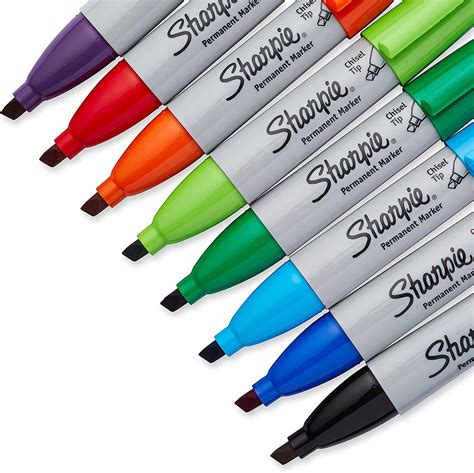 Sharpie Chisel Tip Permanent Markers Set 8 Assorted Colors ...