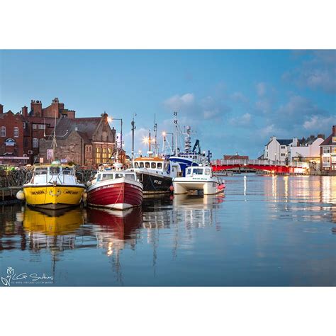 Whitby Harbour At Night Canvas, High Quality Whitby Canvas