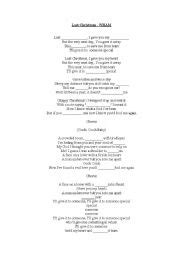 English worksheets: Last Christmas - Lyrics sheet