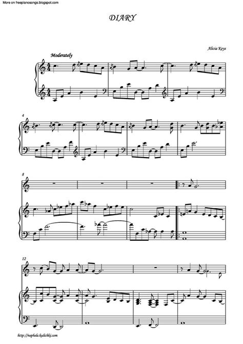 Diary free sheet music by Alicia Keys | Pianoshelf