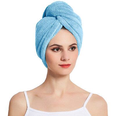 Women's Hair Wrap Head Towel Quick Dry Bath Turban Twist w/Button, Ultra-Compact | eBay