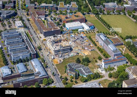 Aerial view, Dortmund University of Technology with construction site ...