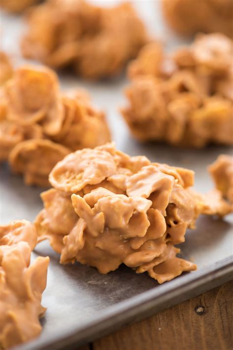 Butterscotch Peanut Butter Cornflake Clusters - this easy candy recipe has only… | Easy candy ...