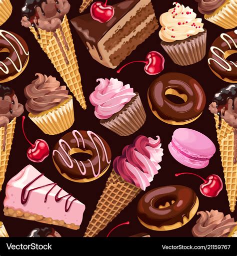 Chocolate sweets seamless pattern Royalty Free Vector Image