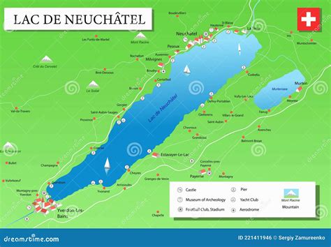 Map Of Lake Neuchatel Stock Photo | CartoonDealer.com #221411946