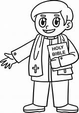 Sacerdote Cristiano Aislado Página Para Colorear Niños 15656310  sketch template