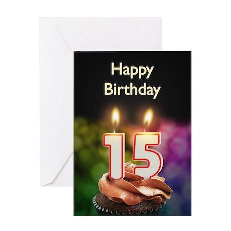 15th birthday, Candles on a birthday cake Greeting by SuperCards