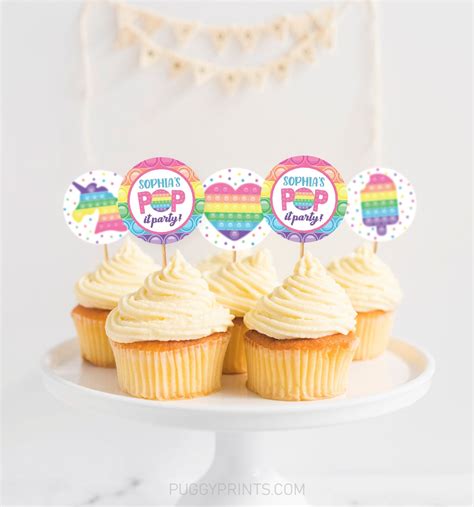 Pop It Birthday Cupcake Toppers Editable Pop It Cupcake - Etsy