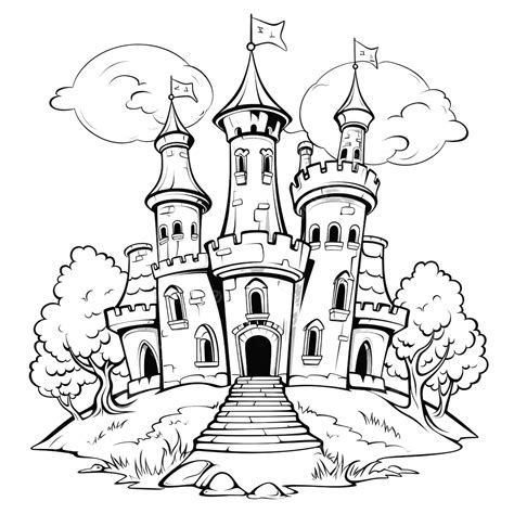 Childrens Coloring Book Illustration Halloween Small Castle, Coloring, Activity Book, Art Book ...