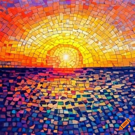 Mosaic image of a sunset on Craiyon