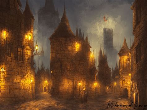 Concept art of Medieval City during night by inung48 on DeviantArt